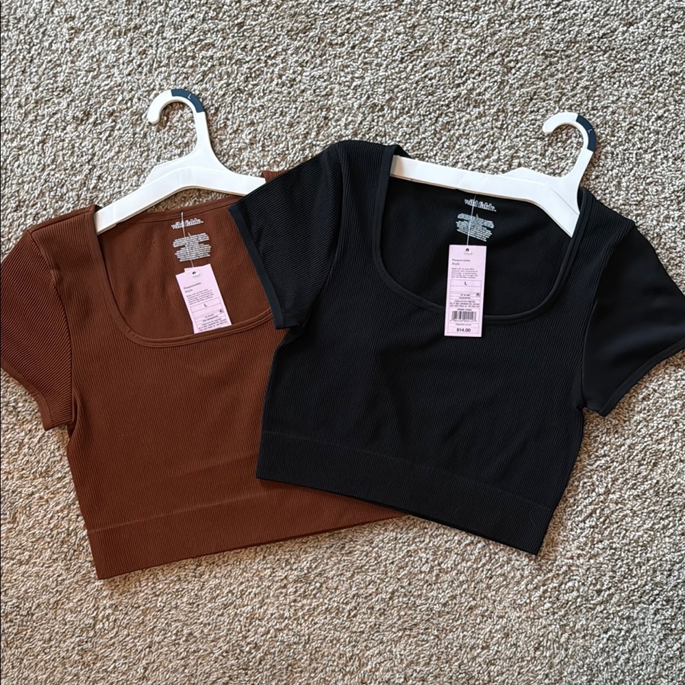 Wild Fable Black and Brown Crop Tops- Large